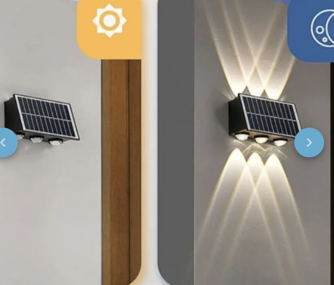 Lampara Solar Led Exterior Pared 6 Luces